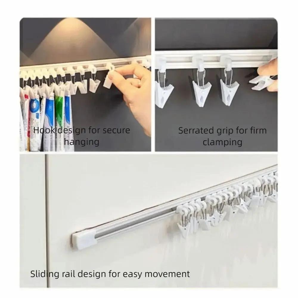30/40 Clips Hair Accessory Organizer with Slide Rail Wall Mounted Slider Hook Large Capacity Multi-Position