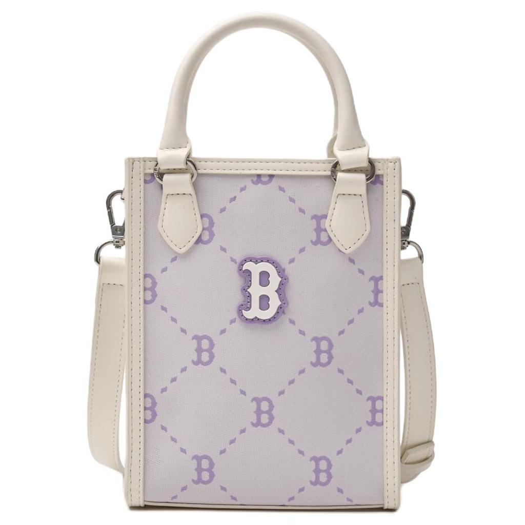 MLB Boston Red Sox Polyester Tote Bag, Shopping Bag, Handbag Mini Women's Purple & Gray 7ACRMD35N-43IVS