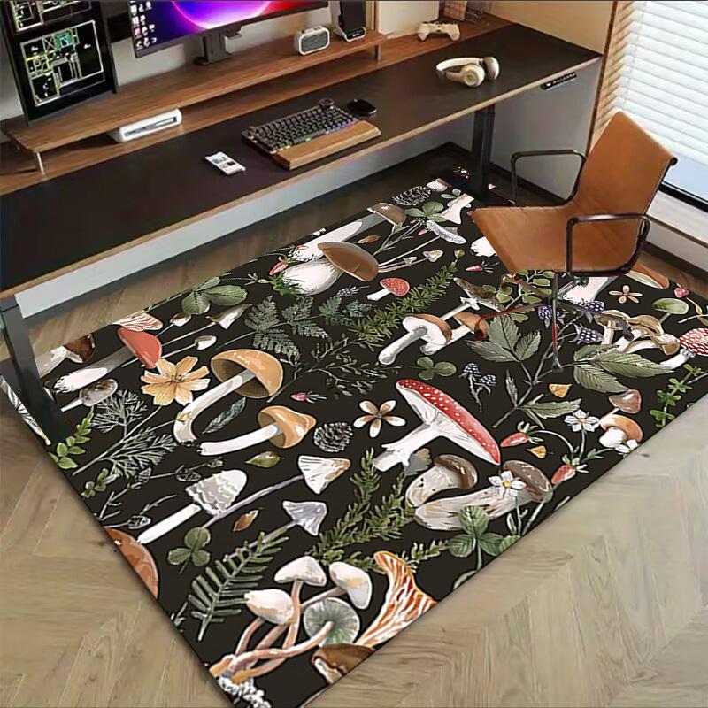 1PC Mushrooms Flowers Extra Large Non Slip Floor carpet, Office, family, bedroom Large Area Rug Indoor Rugs, Vibrant Colors