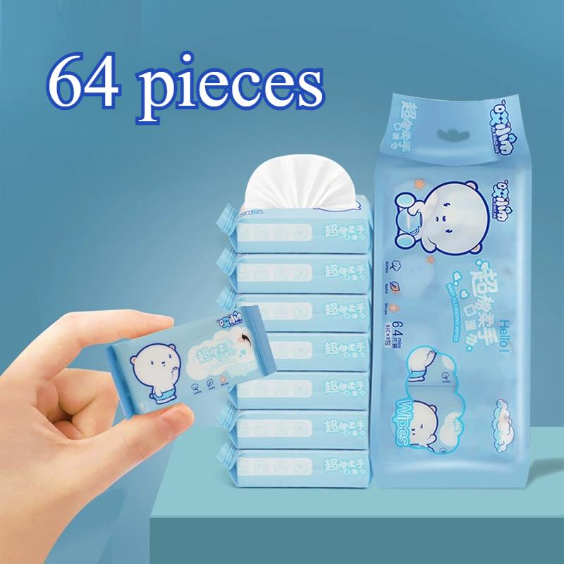 64 Stück Einweg-Mini-Handreinigungstücher/Tragbare Reisegröße Spezielle Extraktion Hand- und Mundreinigungstücher Für Heimschulbedarf