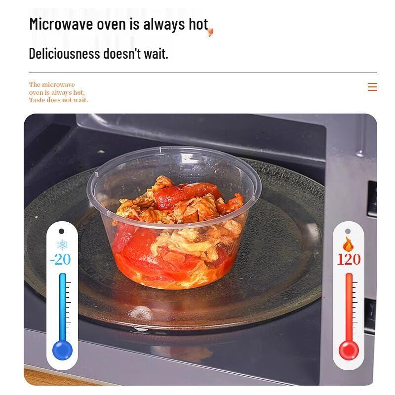 HANDUNYOU Disposable Round Transparent Plastic Meal Box with Lid