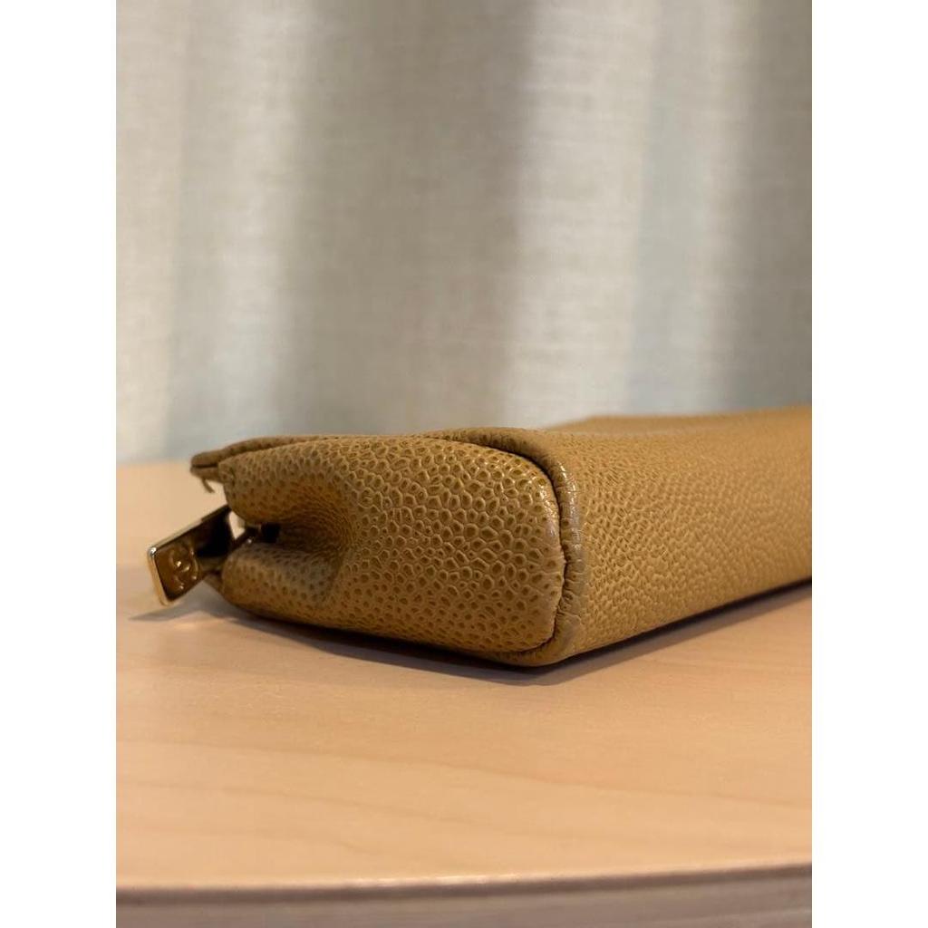 Used CHANEL Caviar Skin Pouch Beige