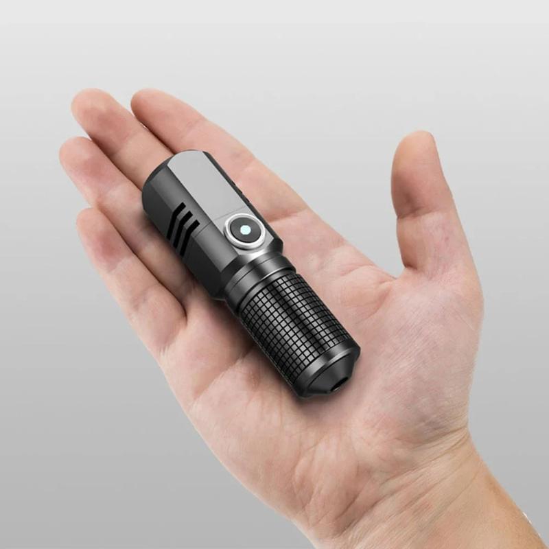 Mini Lanternă LED Super Luminoasă Reîncărcabilă prin USB Tip-C Zoom Lanternă de Pescuit Puternică 3 Moduri de Iluminare Lampă de Camping