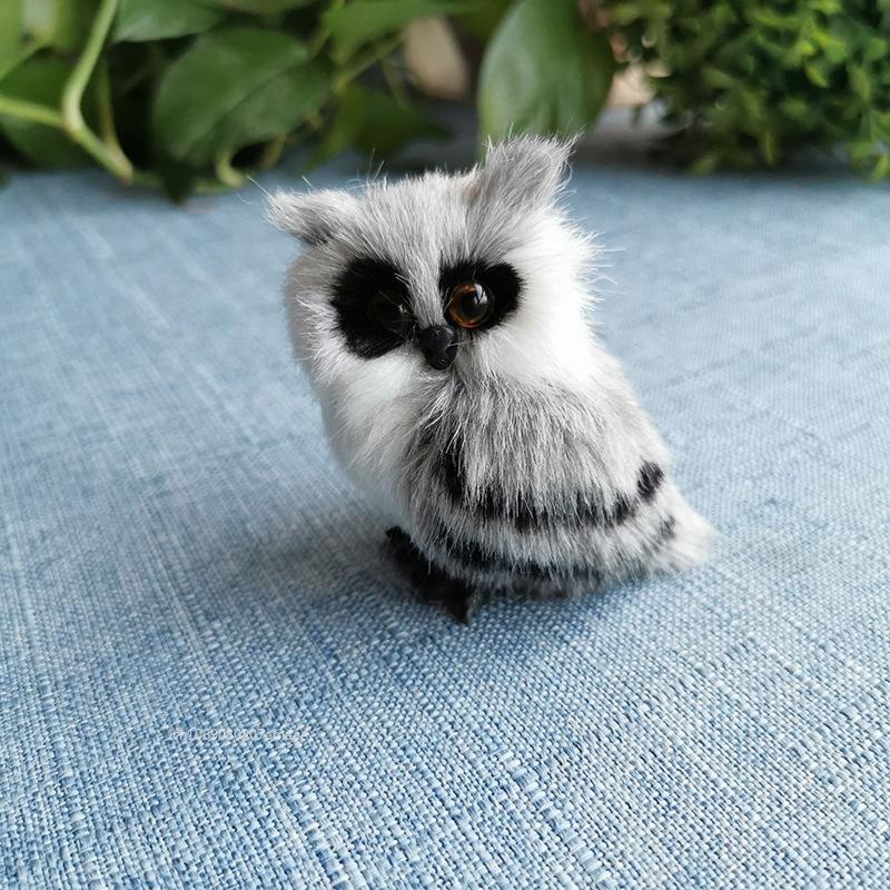 1pcs Cute Owl White Black Furry Handicraft Bird Ornament Decoration Adornment Simulation for Home Decor Mother's Day Gift