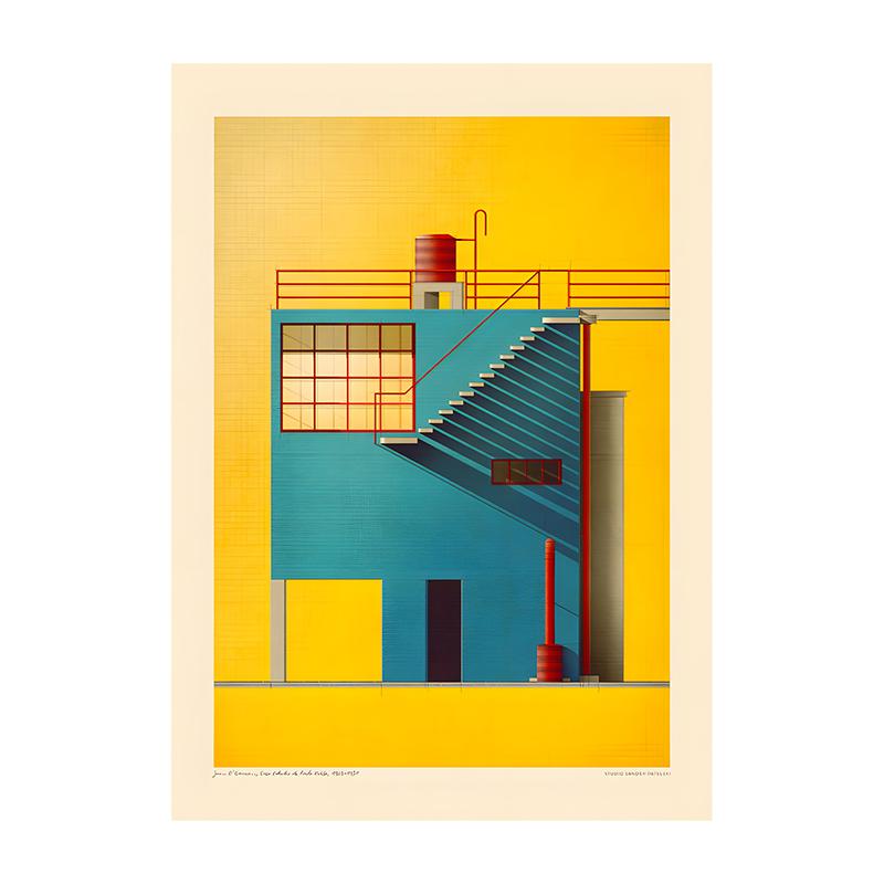 Vintage Bauhaus Residential Composition Poster Print Classic Canvas Painting Abstract Wall Art Picture for Home Decoration