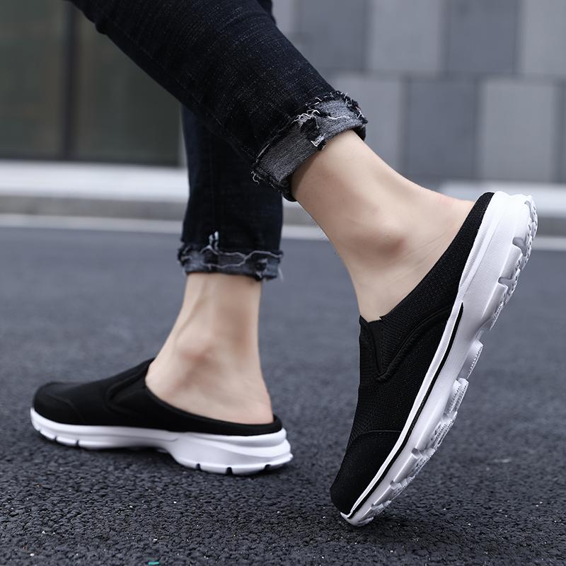 Men's Indoor Slippers Summer Breathable Semi -slippers Fashion Trend One Foot Kick Lazy People Casual Flying Men's Shoes
