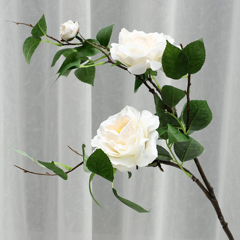

Моделирование 3 головки камелии розы домашнее украшение мягкое украшение имитация цветка бонсай искусственный цветок белый