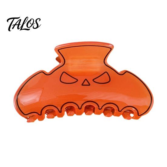 High Elasticity Spring Hair Claw, Translucent Jelly Texture Shark Hair Clip, Pumpkin-Bat Halloween Design Back Head Hair Claw for Daily Wear