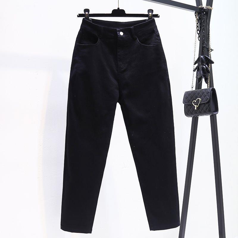 Women s 2026 Spring High-Waisted Loose Slimming Carrot Harem Pants Black Cropped Regular
