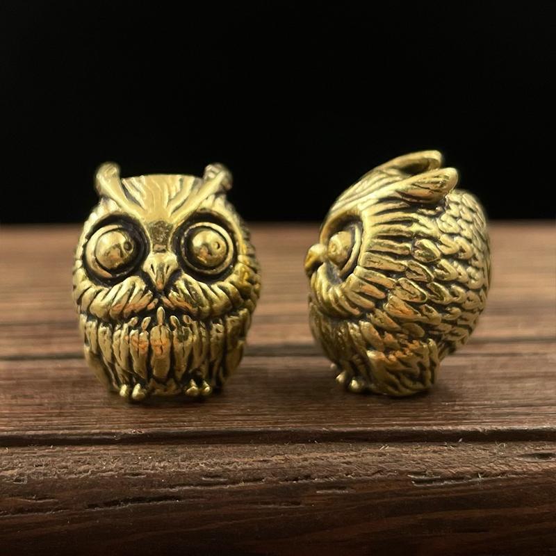 Cute Owl Brass Knife Bead EDC Outdoor DIY Paracord Woven Bracelets Accessories Lanyard Pendant Umbrella Rope Flashlight Hangings