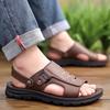 Sandals Men's Cowhide Summer Breathable Non-slip Soft-soled Beach Shoes Casual Men's Cool Slippers