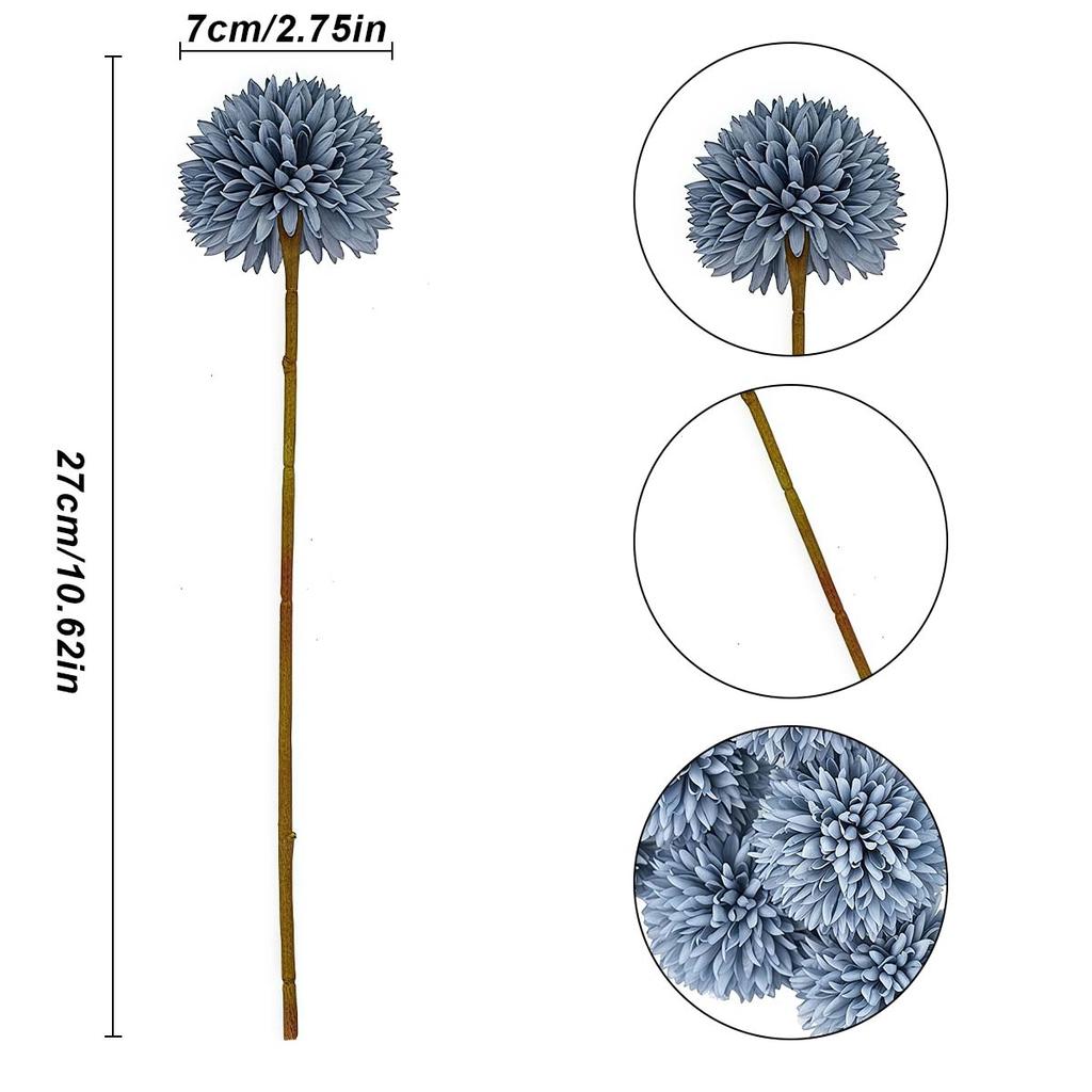 7pcs Blue Artificial Chrysanthemum Flowers Mums Faux Kiku Flowers for Vase Flower Stems Vase Filler for Centerpieces Wedding Party Flowers
