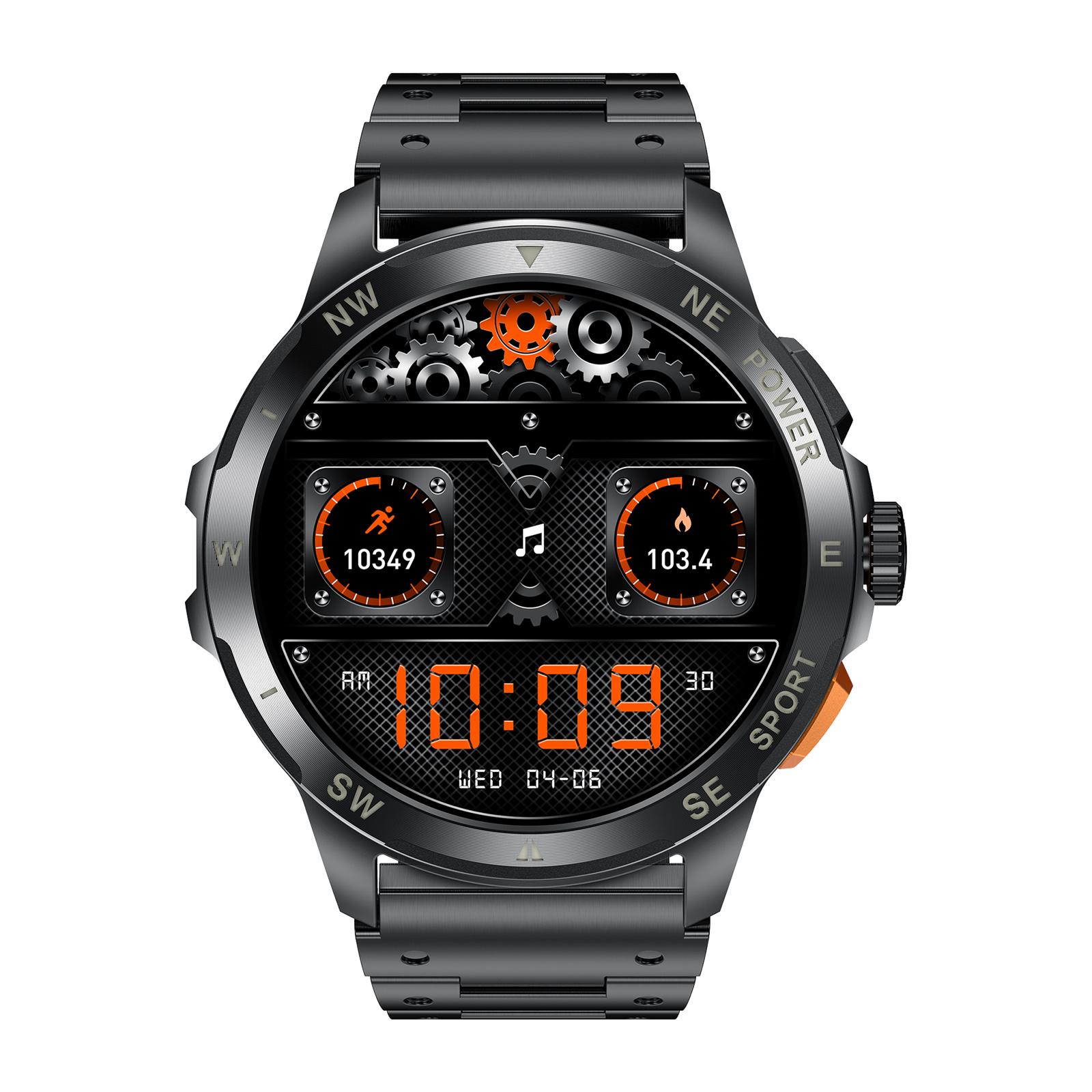 

AK77 Steel Strap 1.43-inch AMOLED Smart Watch Sleep Health Monitoring Bluetooth-compatible Call Sports Watch Black
