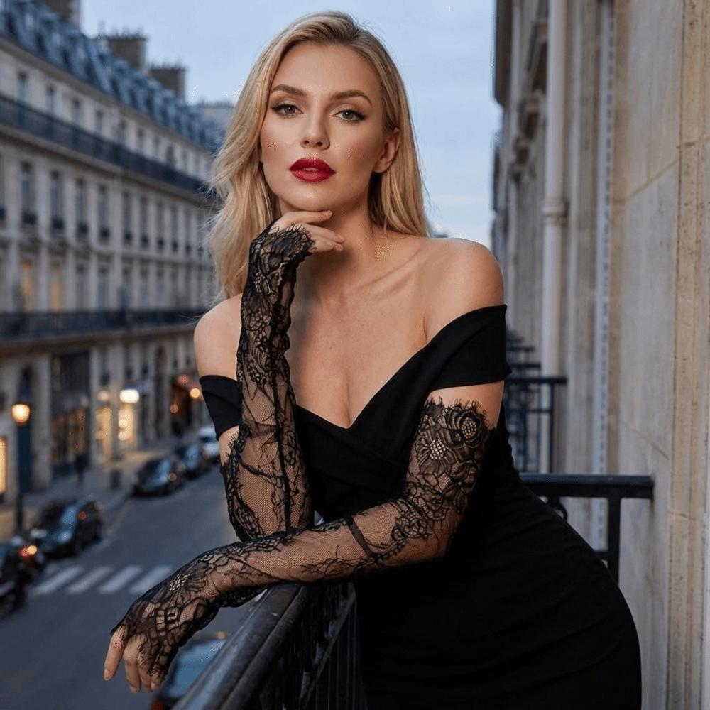 Mesh Fingerless Lace Gloves Pearls Decoration Wedding Gloves Bridal Arm Sleeves  Sun Protection