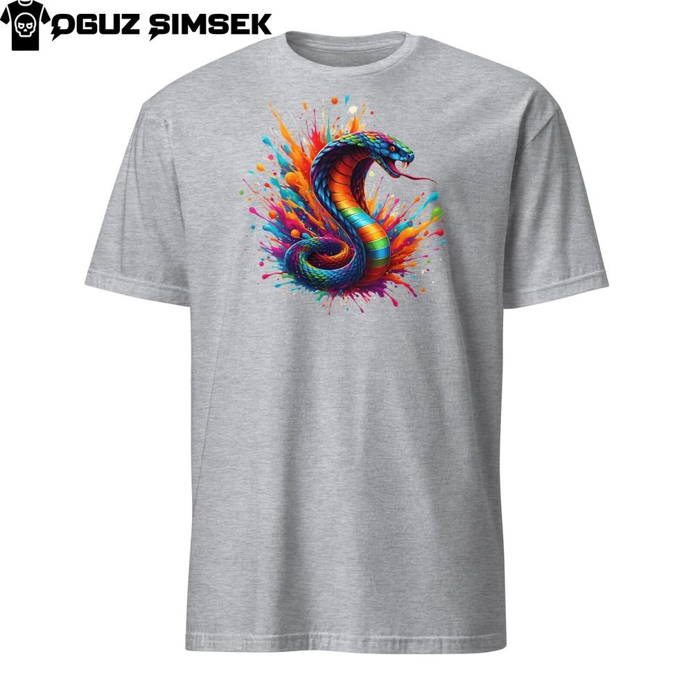 

Vibrant Cobra Snake Unisex T-Shirt | Colorful Serpent Tee | Short Sleeve Graphic M
