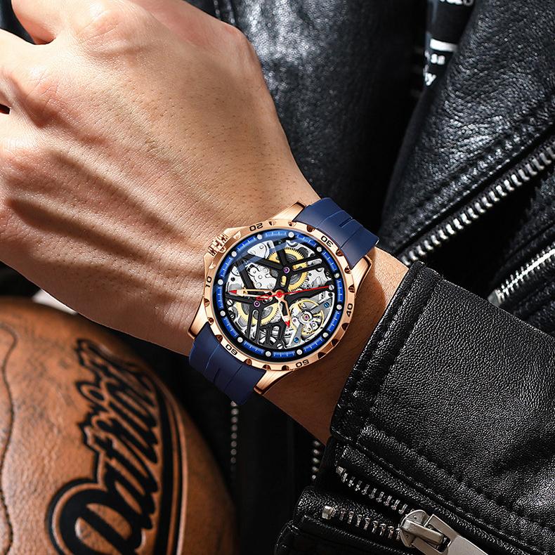 AILANG Nuevo Reloj Hueco Reloj Mecánico Automático Completo Impermeable Reloj de Hombre Correa de Silicona