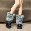 25-40cm Black White Grey Vintage Faux Fur Leg Warmers Winter Warm Furry Boots Cover for Women Sock Punk Jk Cosplay Accessories