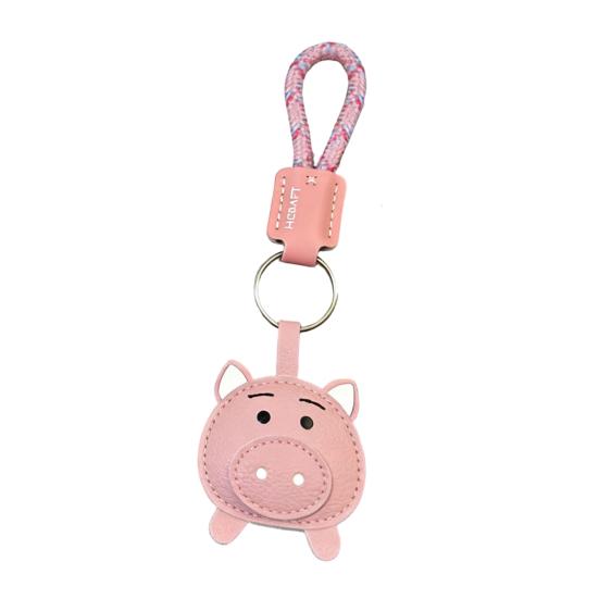 

Keychain Pendant Imitation Leather 3D Piggy Shape Key Pendant with Metal Ring Anti-Slip Lanyard Bag Charm Accessory