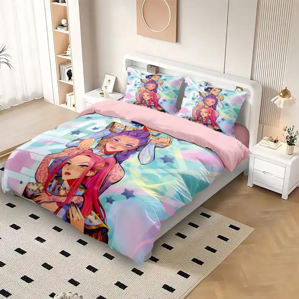 KPop D-Demon Hunters EU Single Halloween Costume Bedding Set - 2-3 Piece Comforter Quilt Duvet Cover Pillow Case Sets