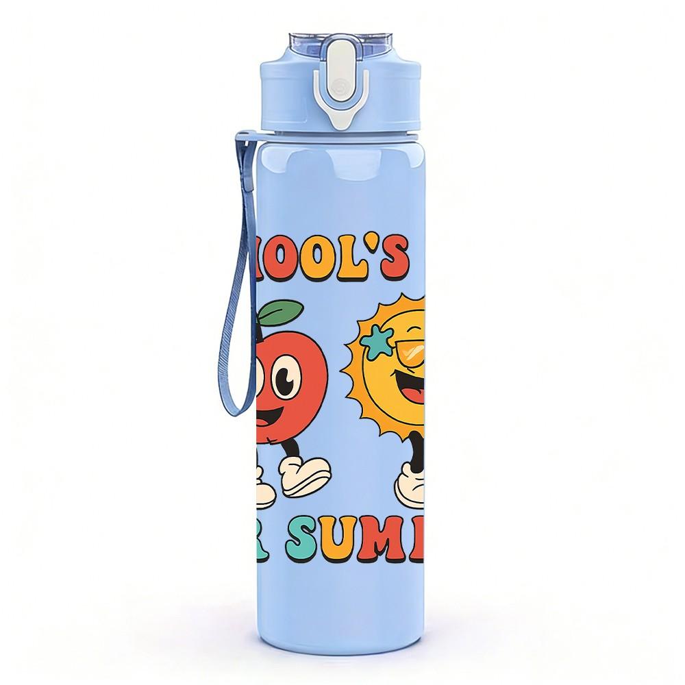 1PC School's Out For Summer Fruits 750ml Color Plastic Sports Water Bottle Leakproof Flip Straw Lid Suitable for Sports Office Home Use