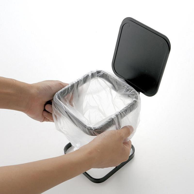 Flip Lid ABS+Metal Trash Bag Holder Kitchen Living Room Rubbish Bag Storage Rack