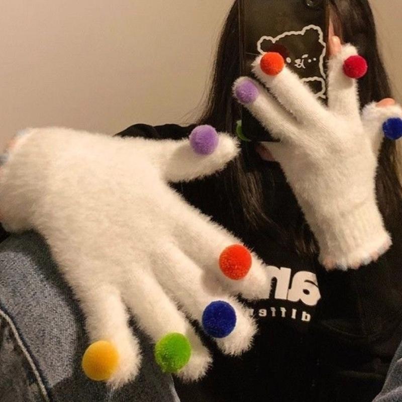 Winter Warm Touchscreens Gloves Faux Furs Texting Gloves Fuzzy Soft Winter Gloves for Outdoor Skiing Cycling Hiking