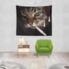 Gaslight Gatekeep Girlboss Funny Smoking Cat Meme Cigarette Kitty Gen Z Tapestry Wall Hanging Art for Bedroom Living Room Decor