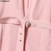INCERUN Men Long Sleeve Patchwork See Through Mesh Bandage Waist Party Tops Shirts