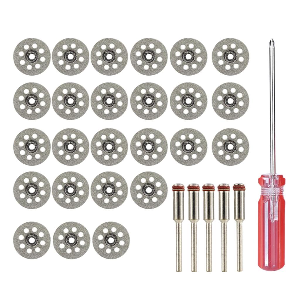 31 Piece Diamond Cutting Discs 22mm Diamond Blades Mini Wheel Circular Saw Blade Glass Cutting Discs with Mandrel