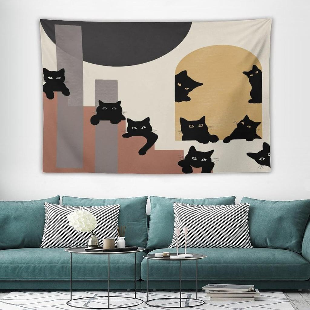 1pc Modern Cat Print Tapestry, Made of Polyester, Machine Washable, Suitable for Bedroom and Living Room Décor.