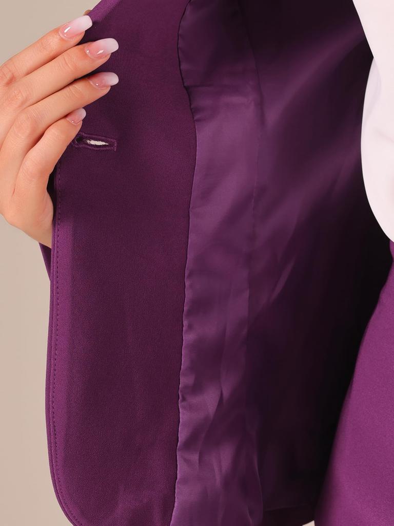 Ensemble tailleur jupe Allegra K, Blazer à manches longues et jupe crayon, Ensemble 2 pièces, Couleur unie, pour le travail, décontracté, pour femme, violet, taille M