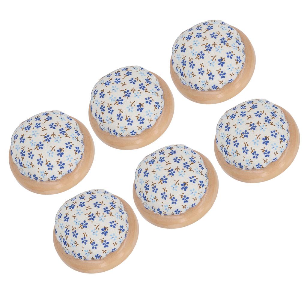 6 Pezzi Cuscino per Spilli da Cucito Base Rotonda in Legno Carino Stile Floreale Attira l'Occhio Cuscino per Spilli per