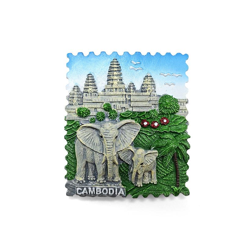 Kambodscha Kultureller Harz-Kühlschrankmagnet Souvenir
