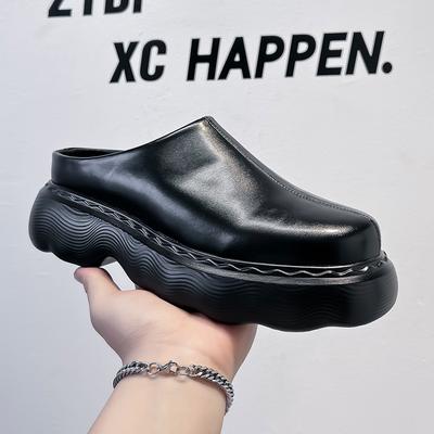 Super Hot Internet Celebrity Thick Bottom Heightening Men's Slippers 2025 Spring and Autumn New Popular Outer Wear Bag Head Half Slippers 3130-A