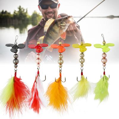 5Pcs Metal Baits Fishing Lures with Treble Hook Bright Color Compact Design Portable Rotating Sequins Crankbait for Bass Trout Perch
