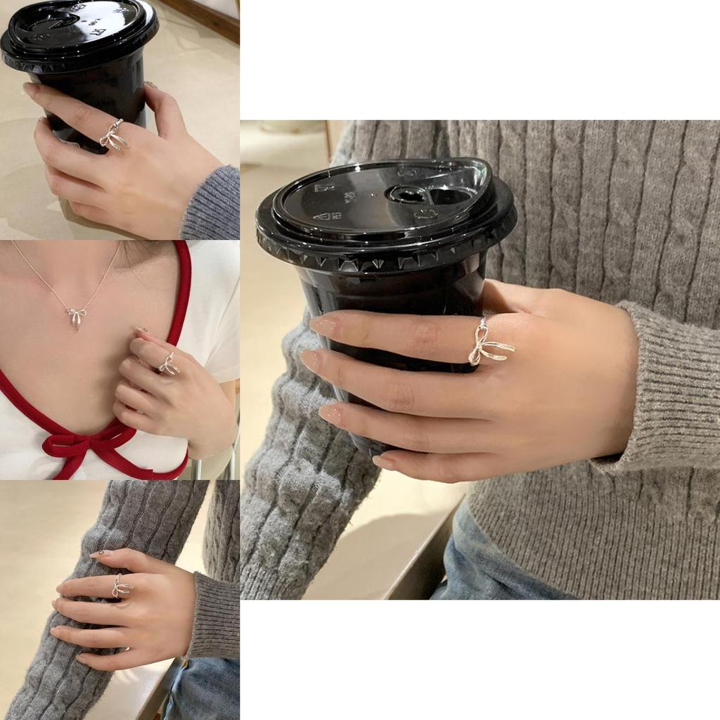 Unique Korean Style Silver Bow Ring For Women Adjustable And Chic 2024 Summer Fashion
