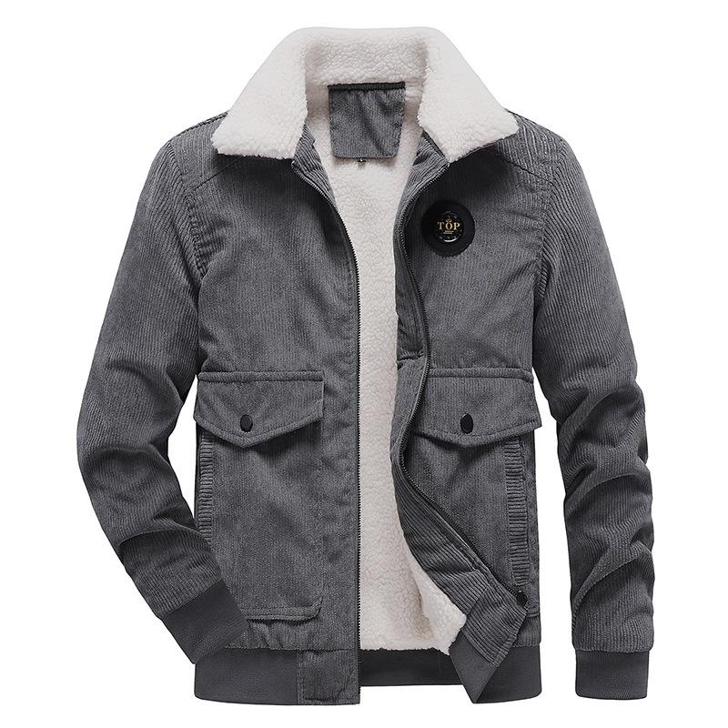 Herbst und Winter Corduroy Herrenmäntel Plus Baumwolle und Samt Wintermäntel Baumwollkragen Sherpa Herrenjacken
