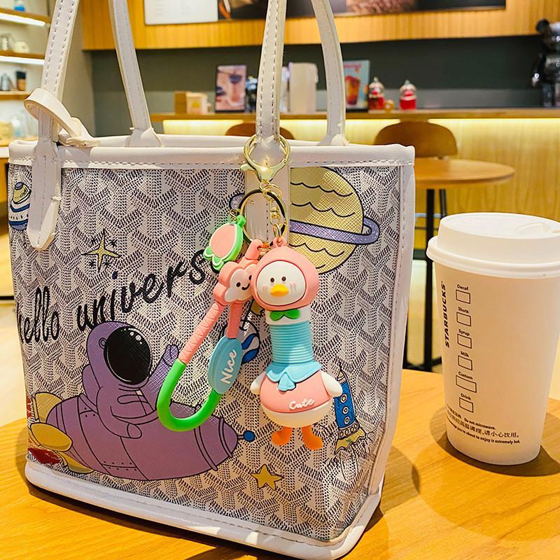 Creative Peach Cartoon Duck Keychain Versatile Pvc Material Adorable Idea Gift