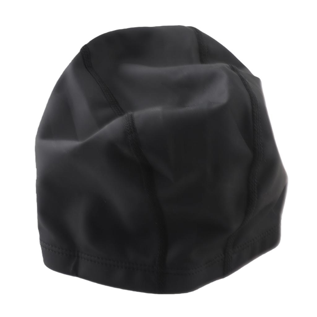 Swim Cap Soft Comfortable Waterproof High Elasticity Universal PU Bathing Cap for Adults Black