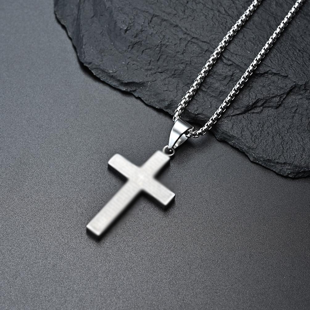 European and American Titanium Steel Cross Necklace Stainless Steel Cross Pendant