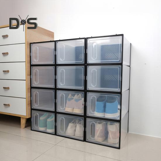 Velký organizér na boty Úložný box Stohovatelný design Prachotěsný Snadno se čistí Úsporný box na boty Průhledná vitrína s víkem