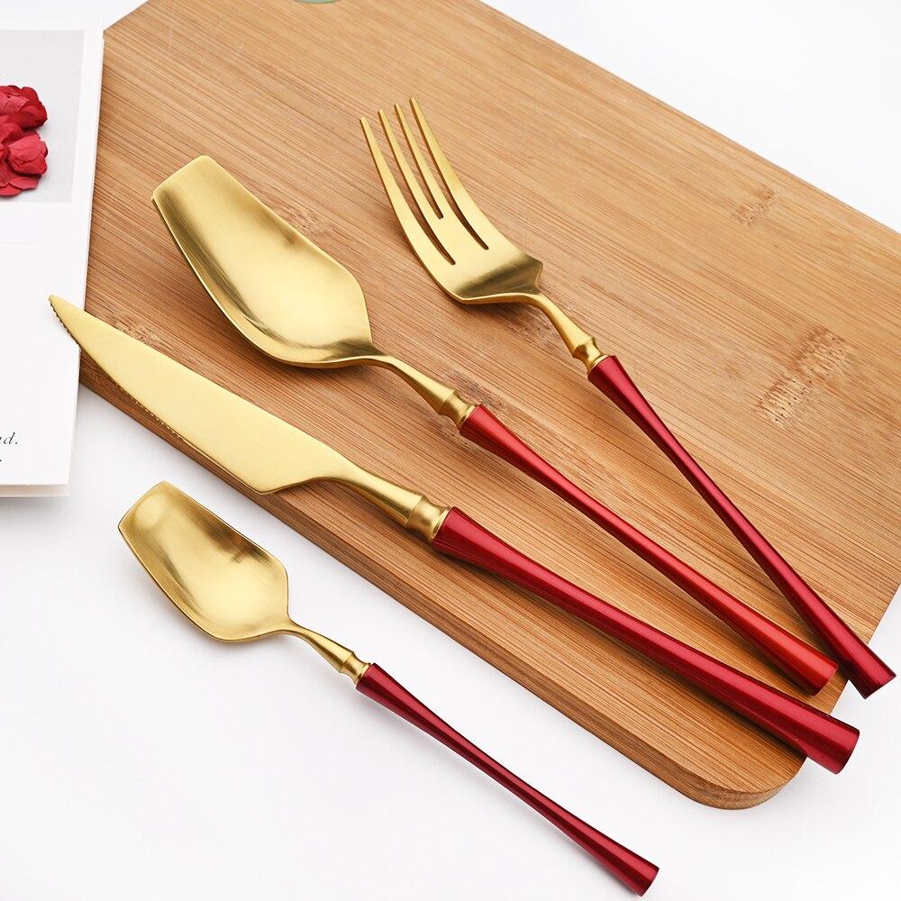 6Set/24Pcs Cutlery Set 18/10 Stainless Steel Set Luxury Dinnerware Gold Forks Western Spoons Knives Steel Cutlery Set Flatware