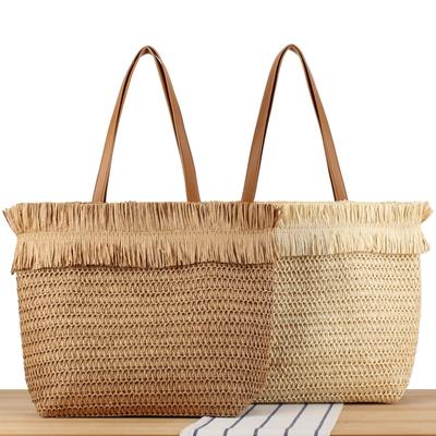 Şık Niş Püsküllü Kenarlı Dokuma Tote Çanta - Günlük Boş Zaman, Tatil ve Minimalist Fresh Kadın Tasarımı için Geniş