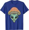 Mushroom Alien Extraterrestrial Trippy Psychedelic Graphic Tee Casual Cotton T-Shirt