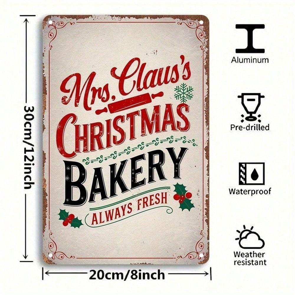 Vintage Mrs. Claus Bakery Metal Poster Wall Decor Kitchen