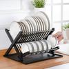 Double Layer Kitchen Dish Rack Foldable No Installation Drainage Storage Utensil Organizer