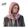 Cozy Knit Hat Women Hooded Scarf for Winter Pullover Balaclava Hood Outdoor with Adjustable Drawstring Warm Neck Gaiter Skull Cap
