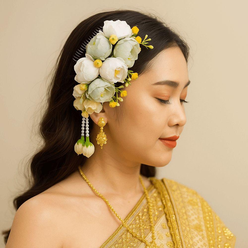 Tassel Thailand Flower Hairpin Sweet Wedding Bride Accessories Thai Hair Accessories  Headwear