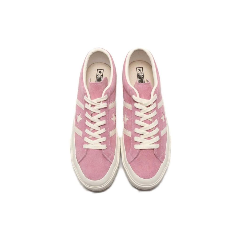 Converse Star And Bars Leather Slip Resistant Durable Lightweight Low Top Skate Shoes Unisex Sneakers Pink 1CL756