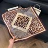 Simulated silk women's small square scarf, Korean cashew nut leopard print small silk scarf, headscarf, four-season scarf, professional scarf.